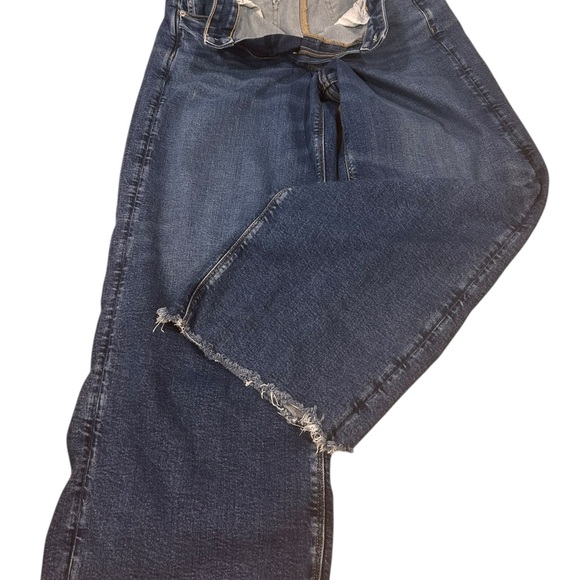 American eagle stretch low rise baggy wide leg jeans Womens sz 12S blue grunge - Picture 13 of 14